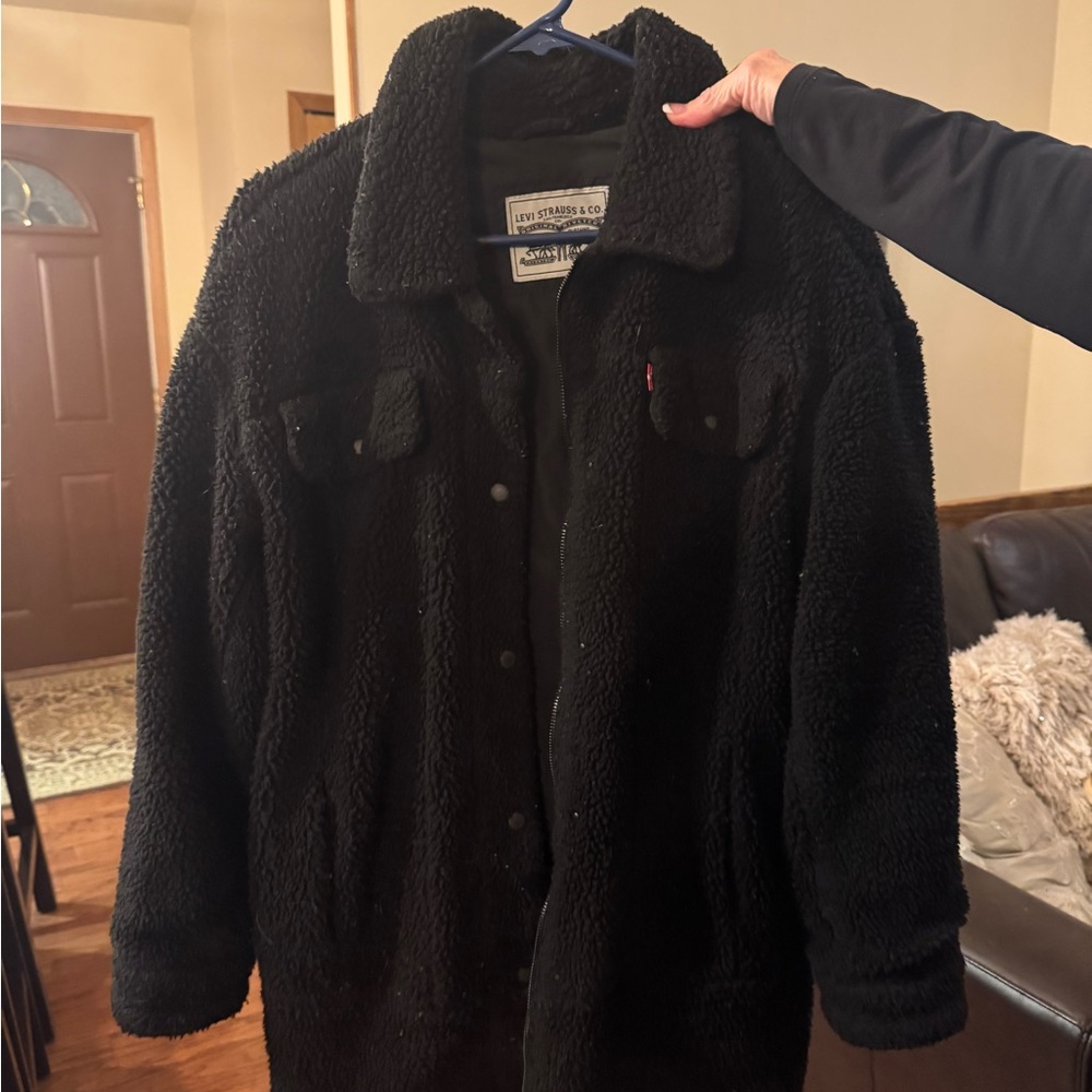 Levi's Classic Black Teddy Jacket for Women (Oversized)